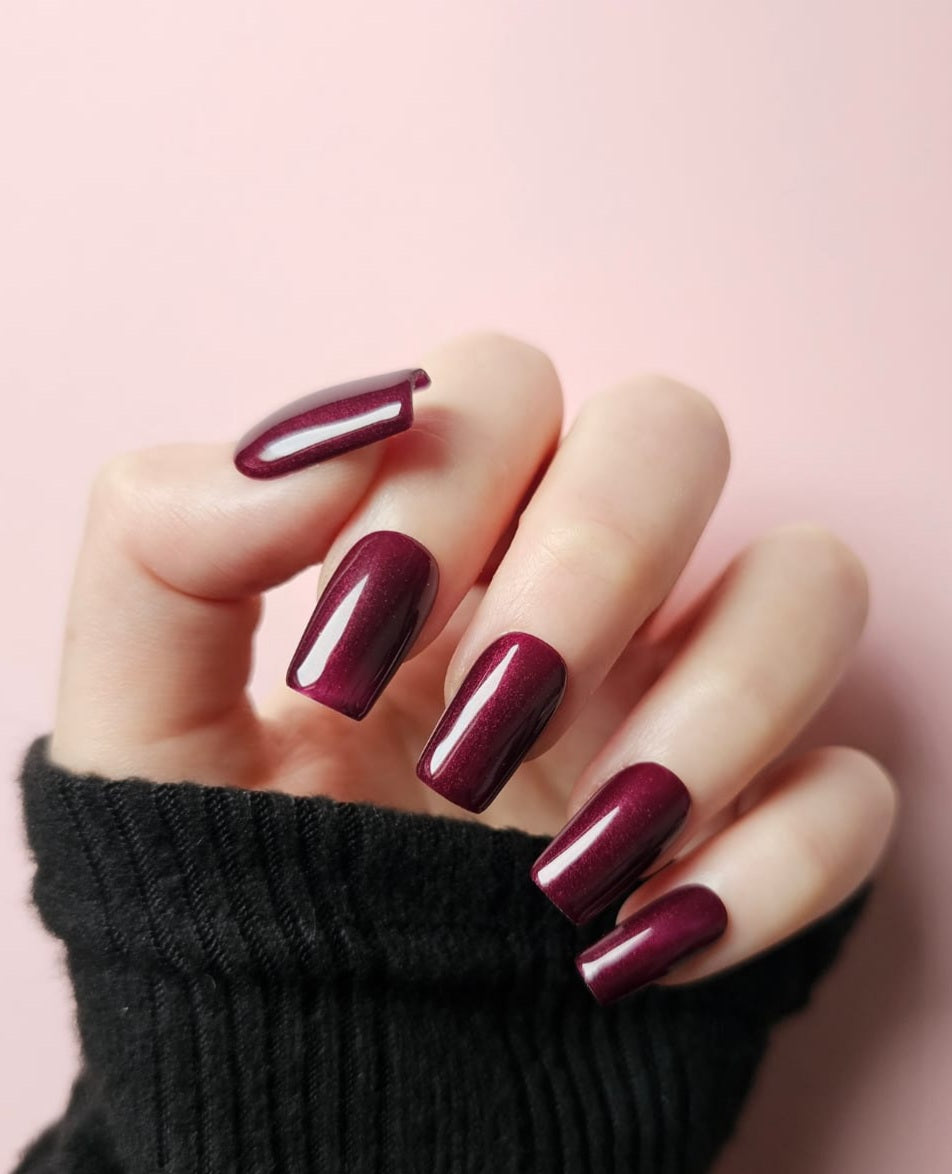Press On Nails || " Burgundy Gloss Nails " || Set Of 24 || Custom & Handmade Luxury False Nails || Made In UK LuxeNailsInc