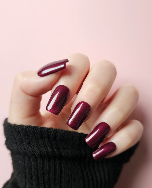 Press On Nails || " Burgundy Gloss Nails " || Set Of 24 || Custom & Handmade Luxury False Nails || Made In UK LuxeNailsInc