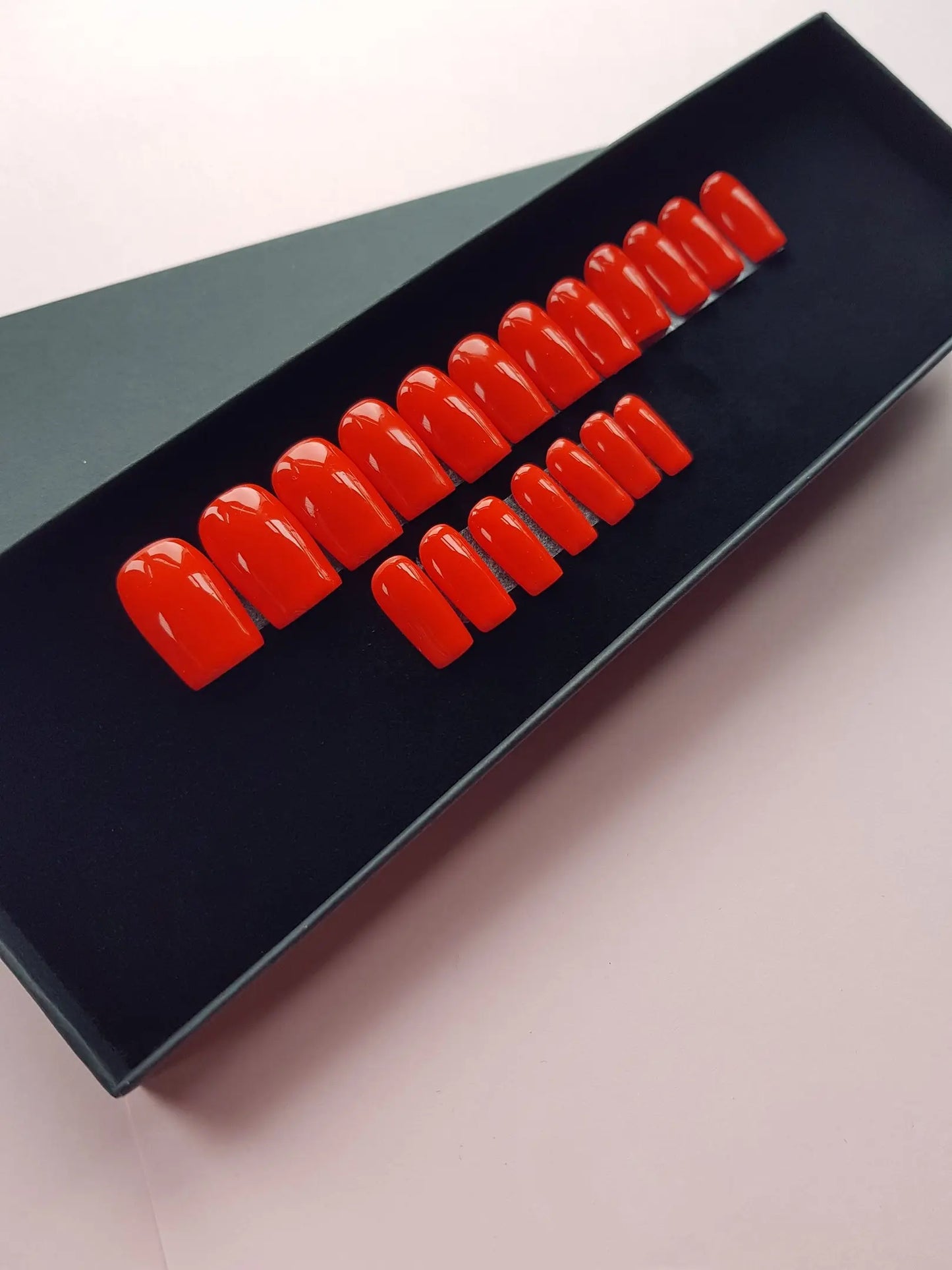 Press On Nails || " Bright Red Gloss " || Set Of 24 || Custom & Handmade Luxury False Nails || Made In UK LuxeNailsInc