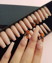Load image into Gallery viewer, Press On Nails || &quot; Pumkin nails  &quot; || Set Of 24 || Custom &amp; Handmade Luxury False Nails || Made In UK
