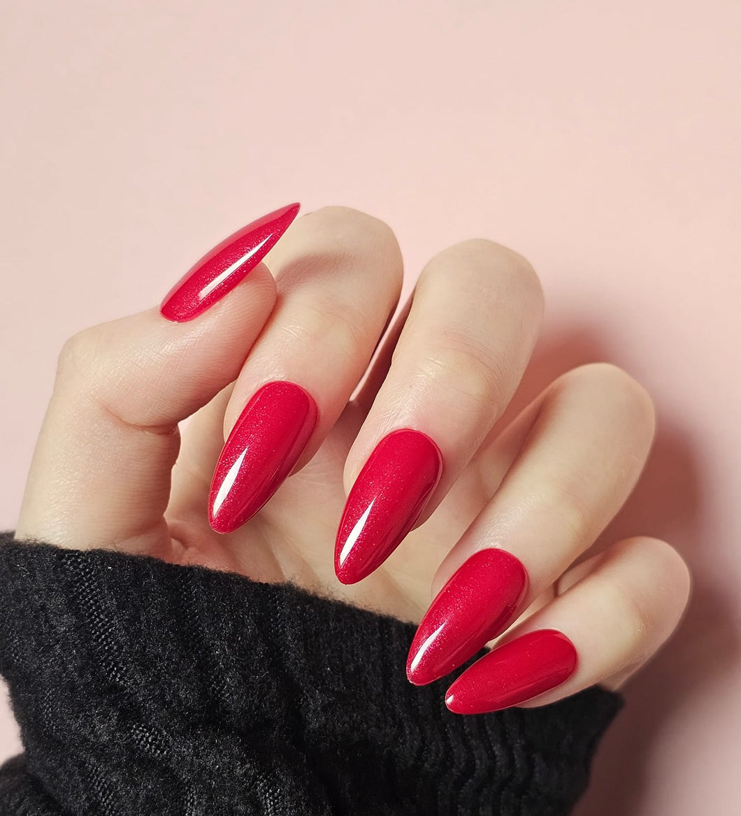 Press On Nails | Red Glitter Valentines Gloss Nails 