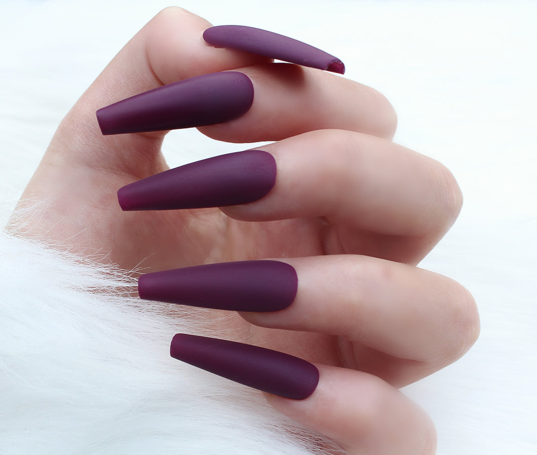 matte Purple Press On Nails