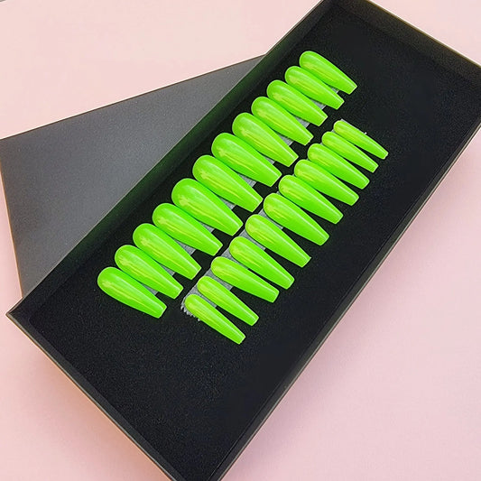 Press On Nails || "  Neon Green Gloss " || Set Of 24 || Custom & Handmade Luxury False Nails || Made In UK LuxeNailsInc