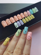 Lade das Bild in den Galerie-Viewer, Press On Nails || &quot; Speckled matte neon pastel &quot; || Set Of 24 || Custom &amp; Handmade Luxury False Nails || Made In UK
