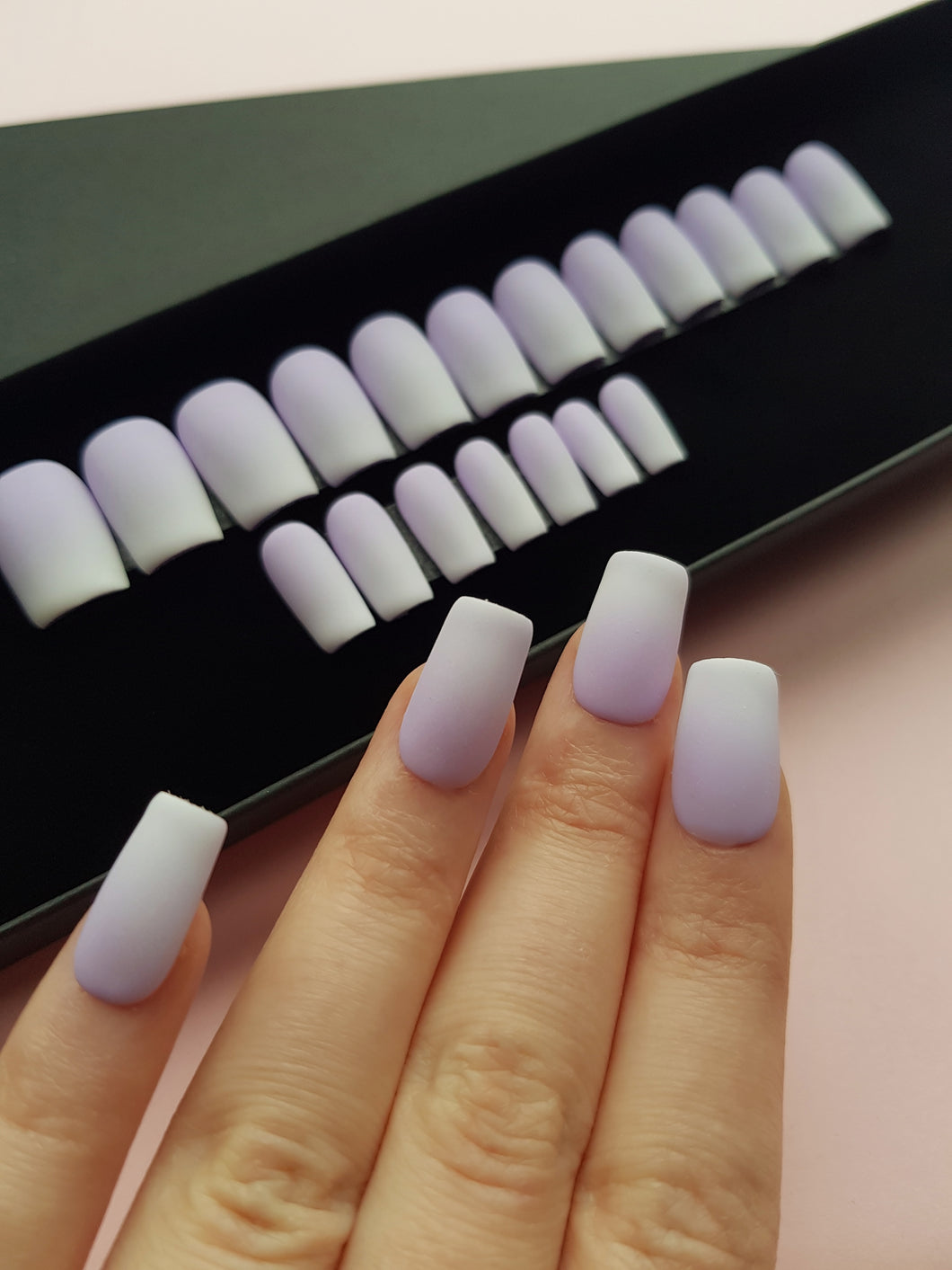 Lilac ombre matte press on nails