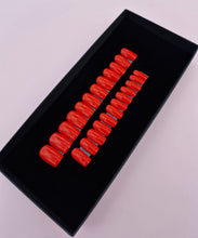 Cargar imagen en el visor de la galería, Press On Nails || &quot; Bright Red Gloss &quot; || Set Of 24 || Custom &amp; Handmade Luxury False Nails || Made In UK
