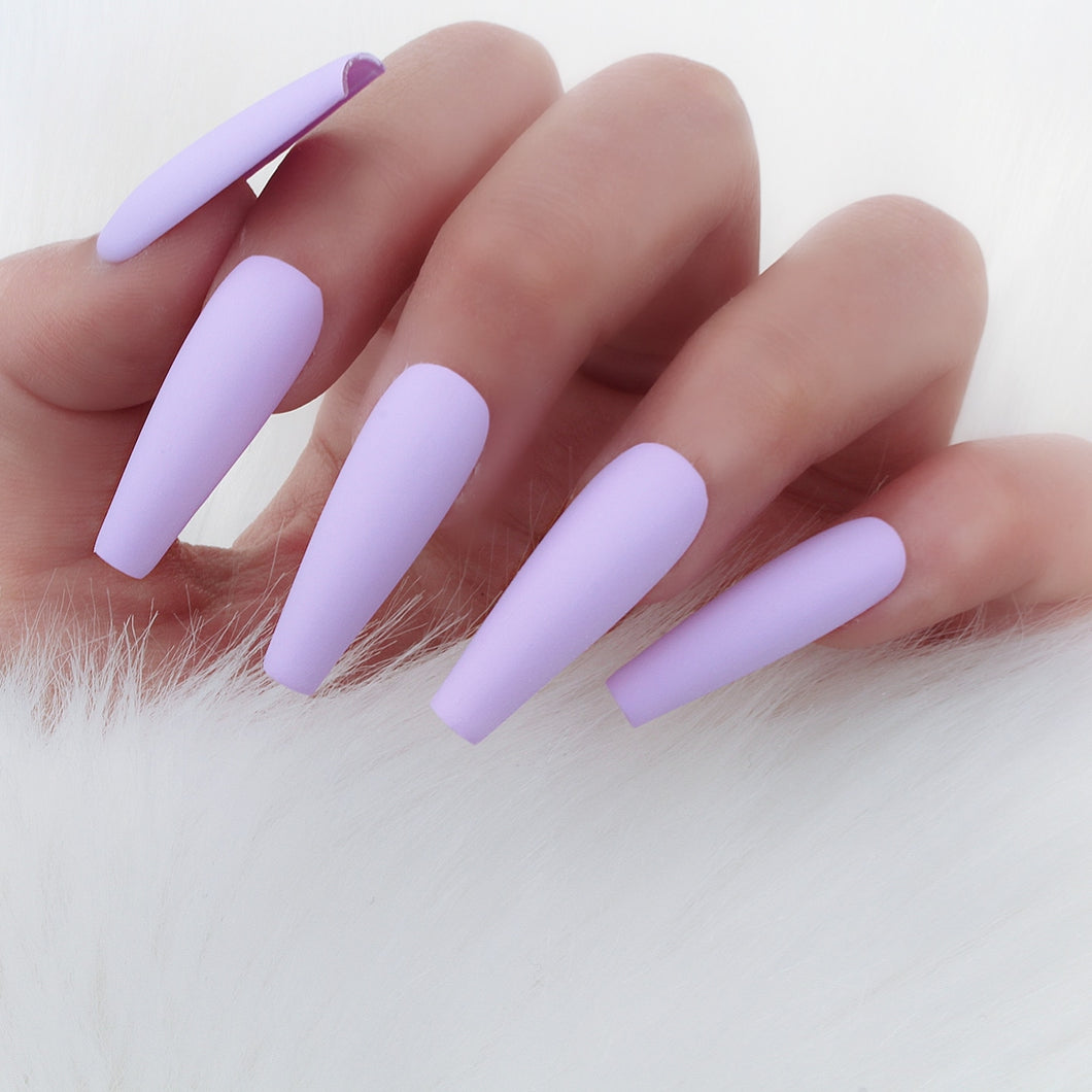 Lilac Matte Coffin Press On Nails
